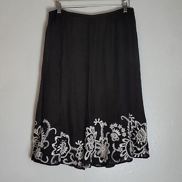 Lafayette 148 Brown Embroidered Skirt - Picture 1 of 8